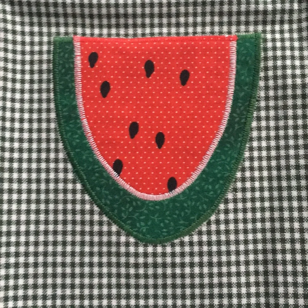 Vintage Green Plaid Watermelon Hand Towel
